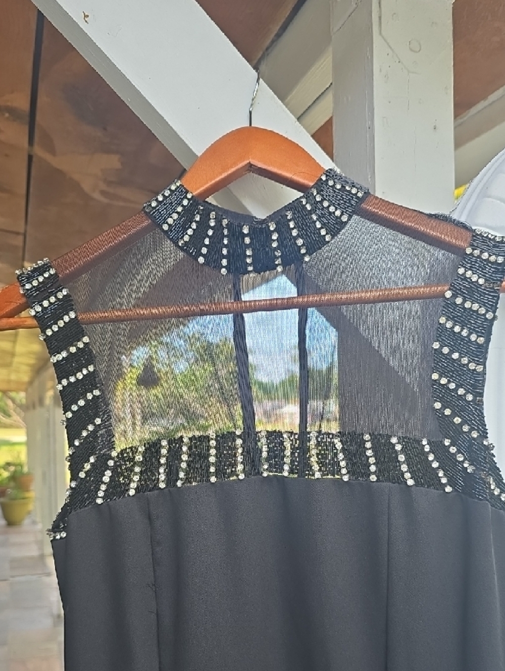 Lillie Rubin Black Beaded Fringe Evening Dress Size 8 - Picture 3 of 14